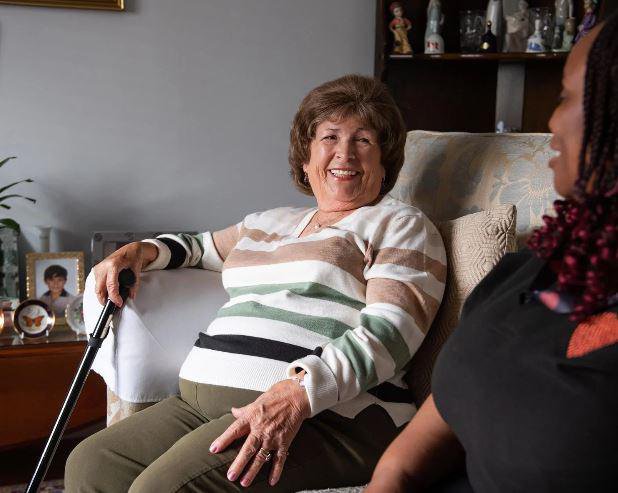 Sylvian Care South East London Live-in Care Client Smiling at Carer