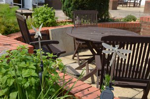 The Bungalow Care Home, Spalding. Outdoors seating area 