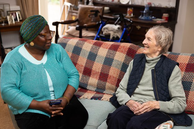 Walfinch Oxfordshire, Carer talking with client