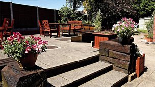 Waterside Care Home in Tipton, garden patio